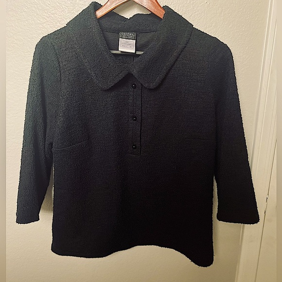 CHANEL Tops - CHANEL Uniform Tweed Black 3/4 Length Sleeve Top: $200